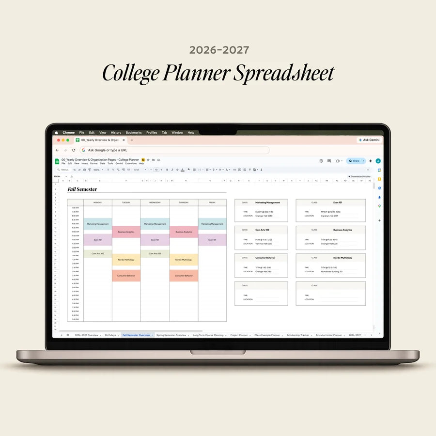 2026-2027 College Planner Spreadsheet
