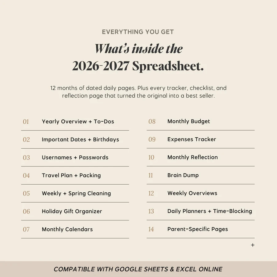 2026-2027 Mom Planner Spreadsheet