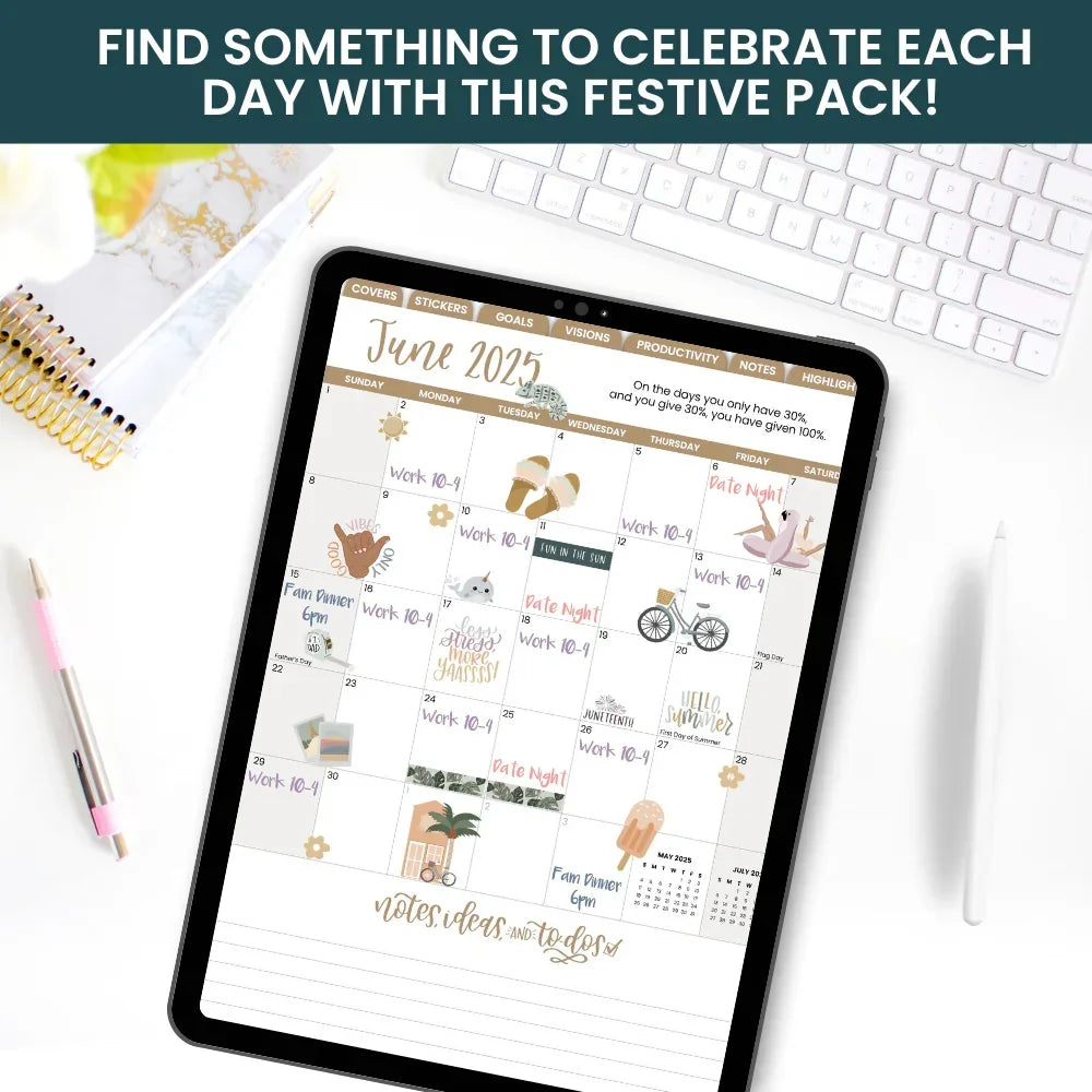 Digital Planner Stickers | Monthly Celebrations